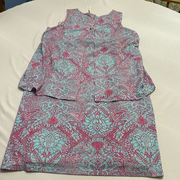 NWT Chico’s Ellie Blue Pink Knee Length Dress Size 2 US Medium Large New - Picture 4 of 5